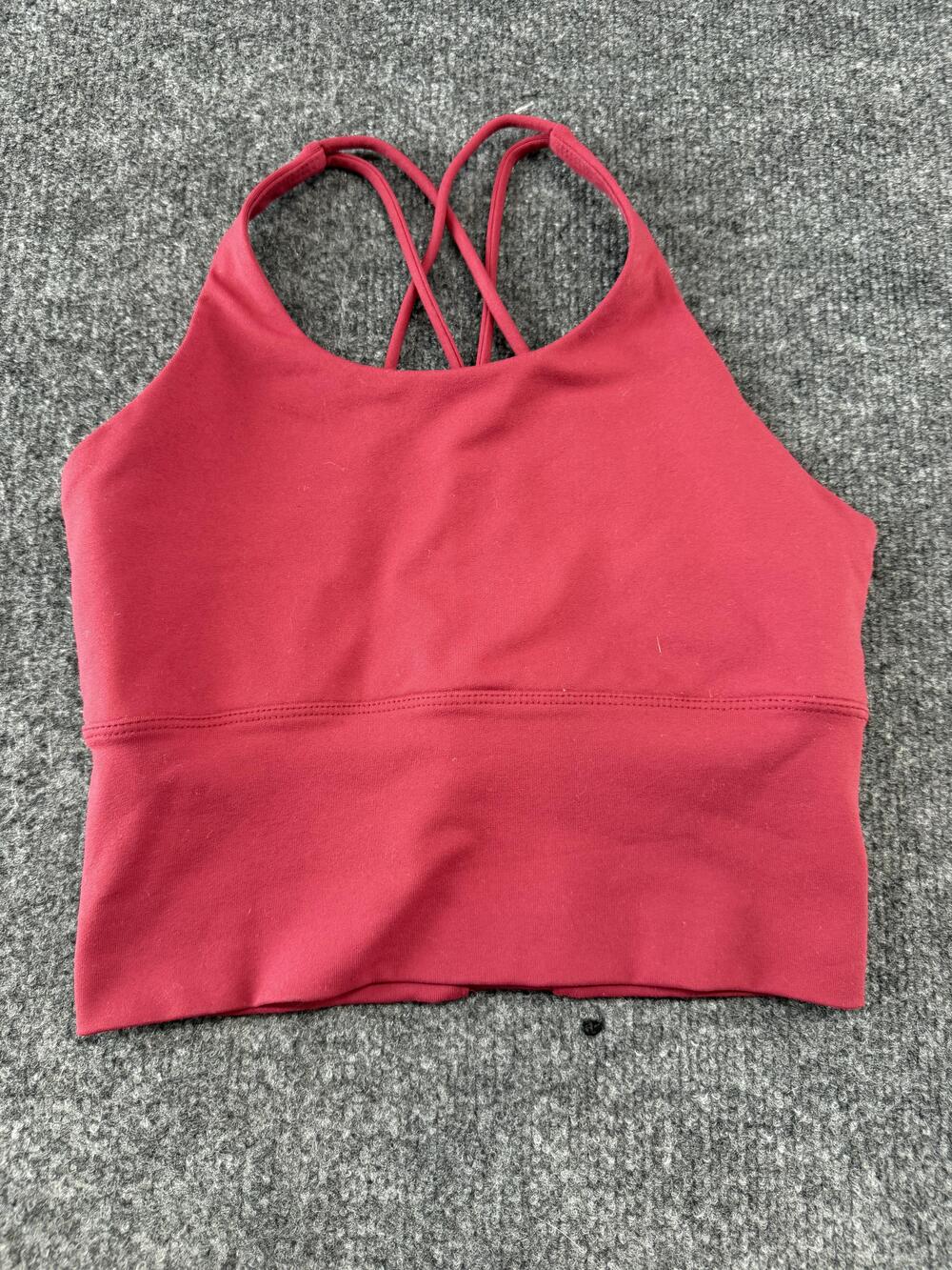Lululemon Sports Bra 4 Maroon High Neck Strappy Back Longline Yoga Gym Top